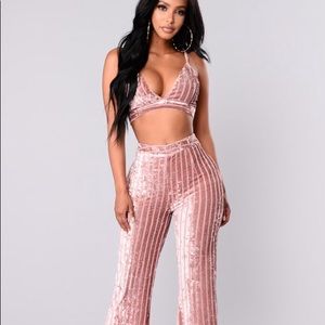 2 piece pink velvet set